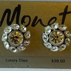 Monet Crystal Flower Clip-On Earrings J0180